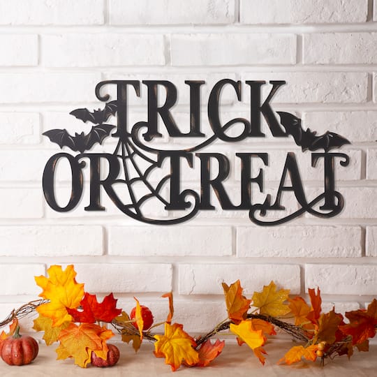 Glitzhome® 24" Metal Halloween TRICK OR TREAT Wall Sign